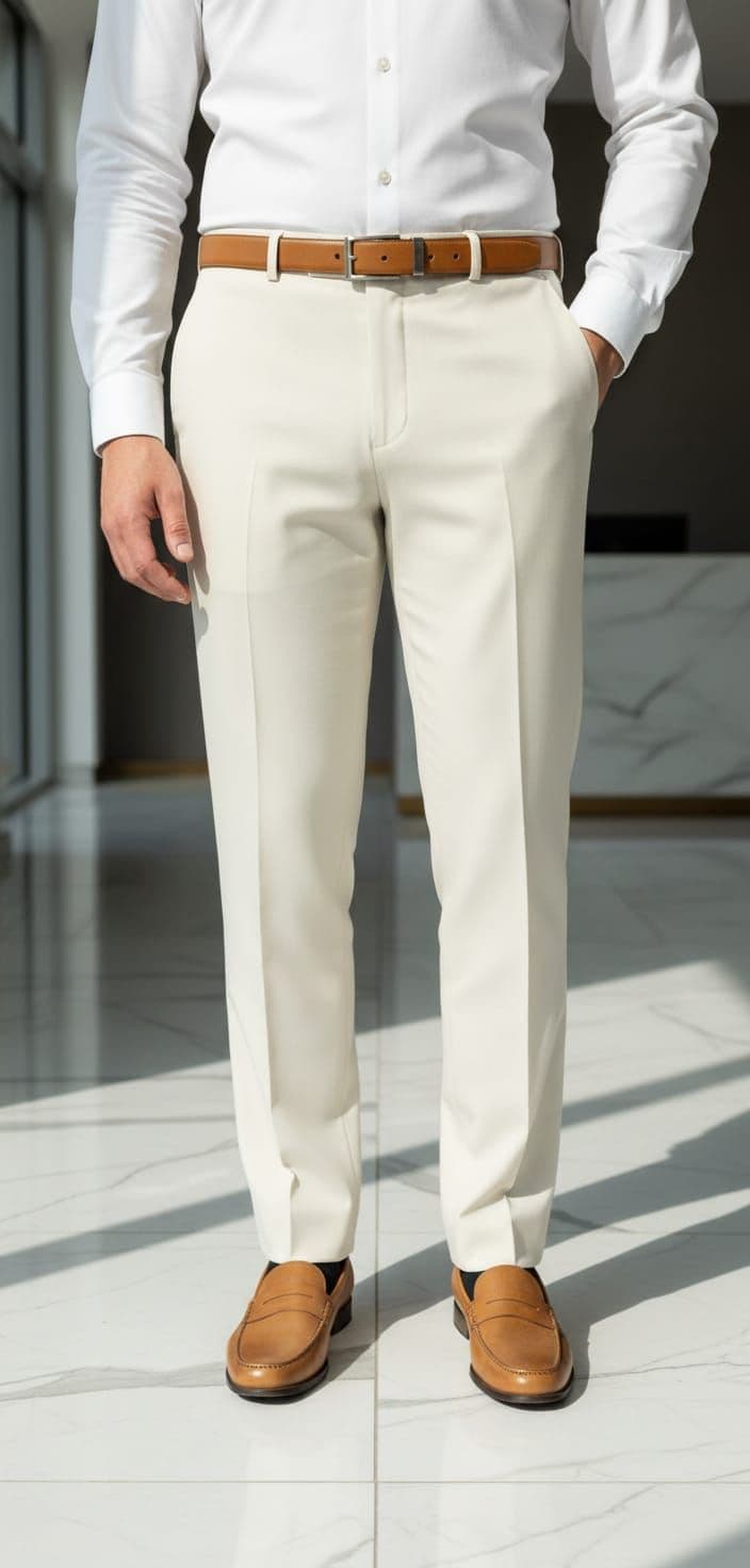 Men’s Premium Tailored Formal Pants Linza Lachka Cream