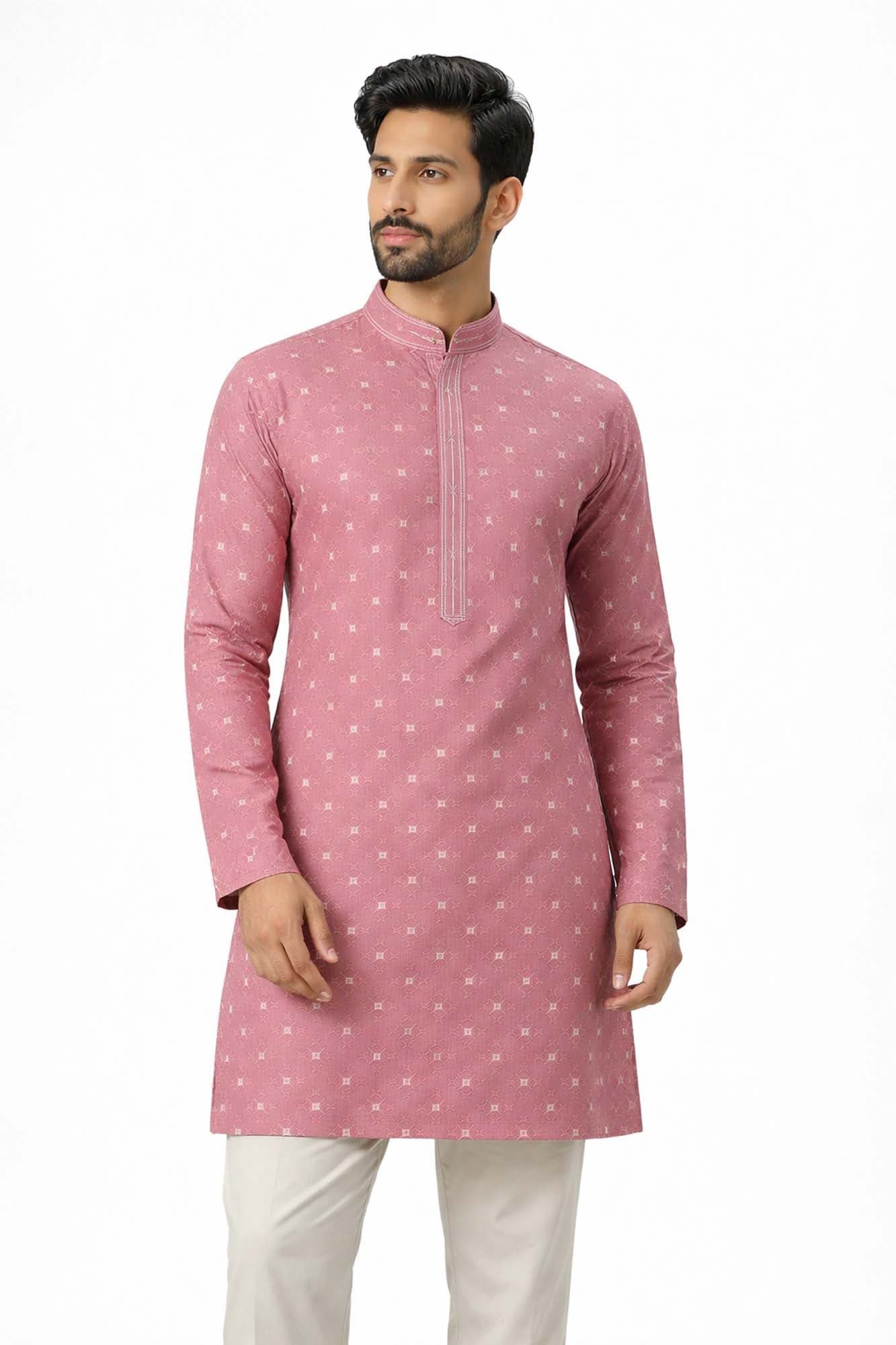 Men’s Premium Ethnic Kurta Set | Stylish Wedding & Festive Wear Kurta Pajama 3129 Pink
