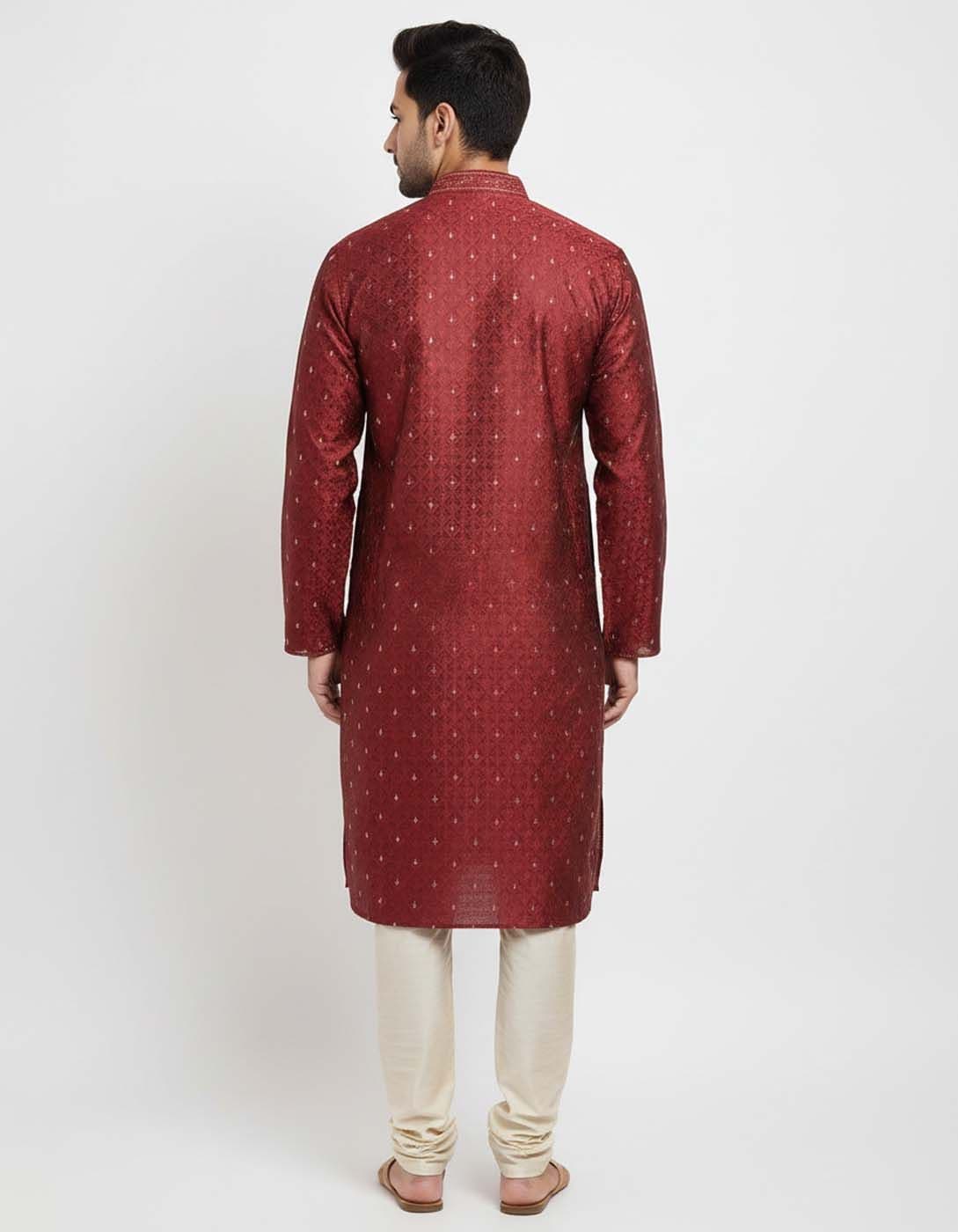 Men’s Premium Ethnic Kurta Set | Stylish Wedding & Festive Wear Kurta Pajama 3132 Maroon