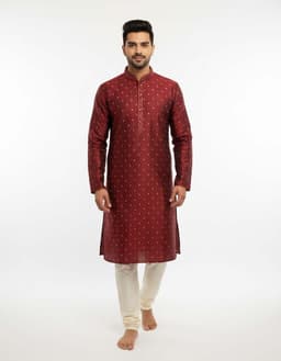 Men’s Premium Ethnic Kurta Set | Stylish Wedding & Festive Wear Kurta Pajama 3132 Maroon