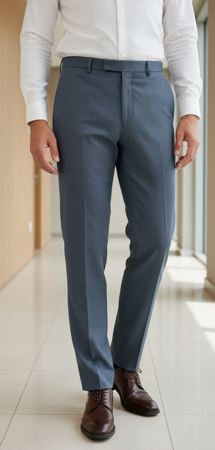 Men’s Classic Slim Fit Formal Trousers Pant Gold Lycra Dark Grey