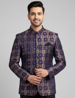 Tatvivah Men's Jodhpuri Red Blue 6331