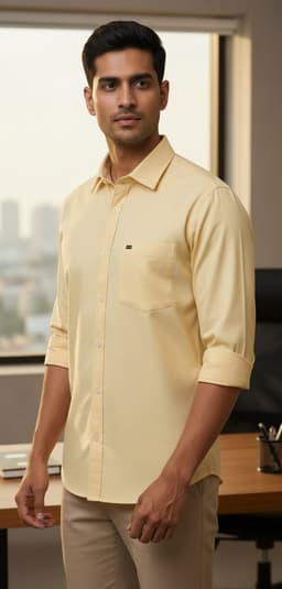 Men’s Stylish Slim Fit Shirt – Smart Casual & Formal Wear Axtro Shirt Light Yellow