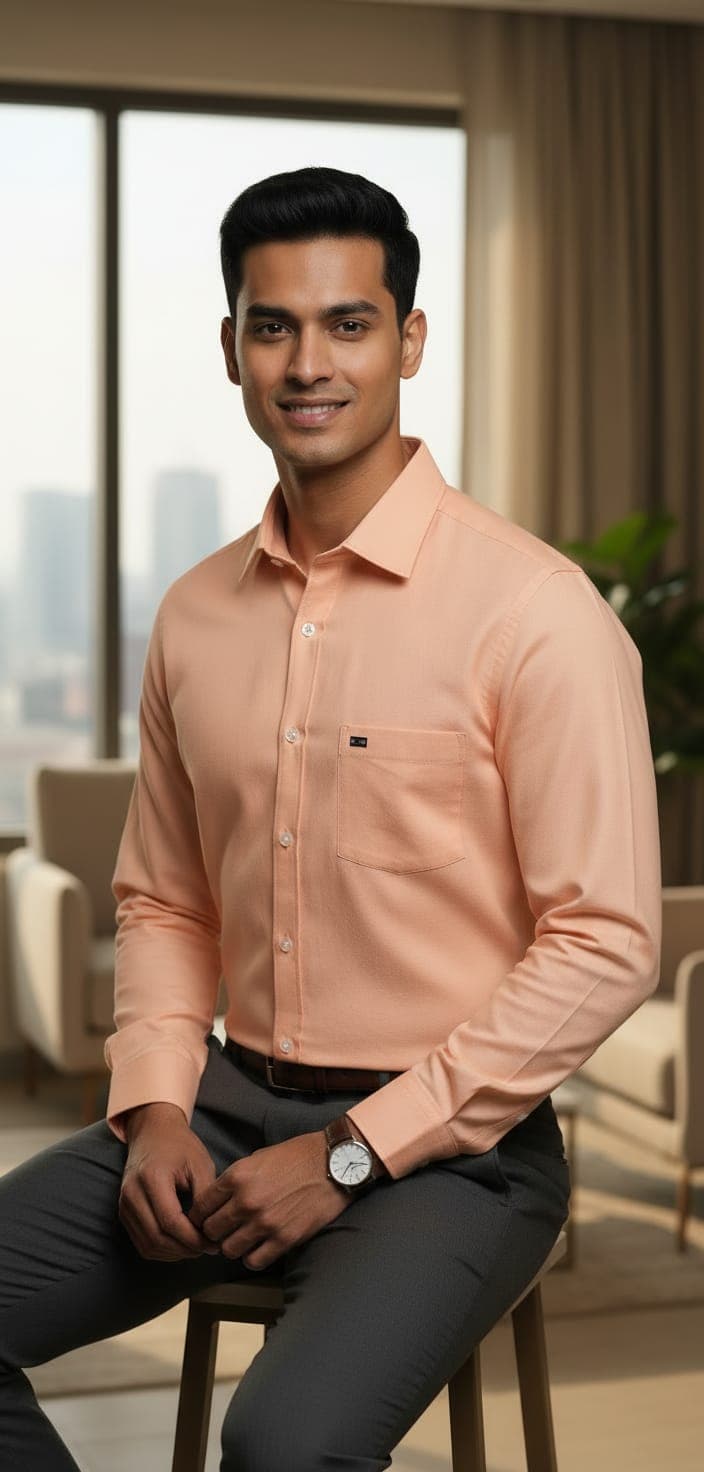 Men’s Stylish Slim Fit Shirt – Smart Casual & Formal Wear Axtro Shirt Orange