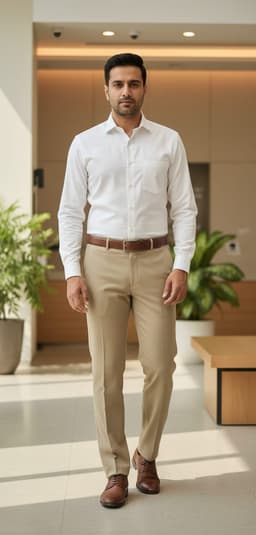 Men’s New York Formal Ankle Length Pants – Modern Slim Fit Office Wear Cream