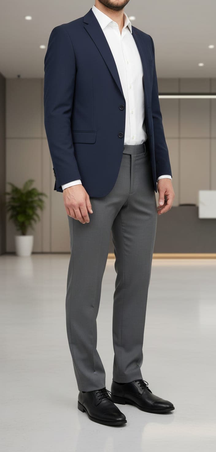 Men’s American Formal Ankle Length Pants – Modern Slim Fit Office Wear Dark Grey