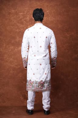 Men’s Premium Ethnic Kurta Set | Stylish Wedding & Festive Wear Kurta Pajama 3144 White