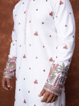 Men’s Premium Ethnic Kurta Set | Stylish Wedding & Festive Wear Kurta Pajama 3144 White