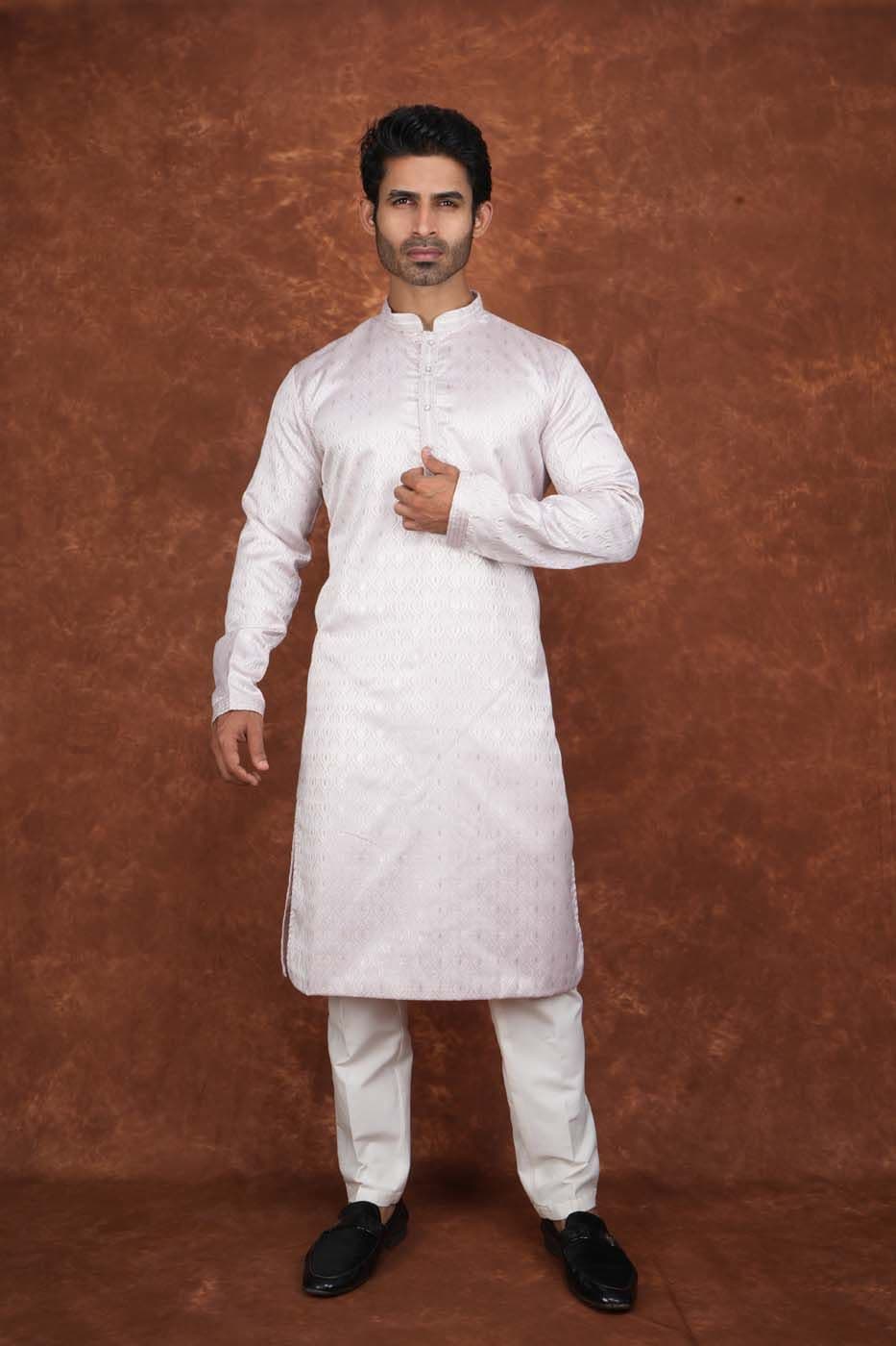 Men’s Premium Ethnic Kurta Set | Stylish Wedding & Festive Wear Kurta Pajama 3133 Pink