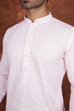 Men’s Premium Embroidered Kurta Pajama Set | Ethnic Wedding & Festive Wear for Men 2104 Light Pink
