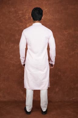 Men’s Premium Embroidered Kurta Pajama Set | Ethnic Wedding & Festive Wear for Men 2104 Light Pink