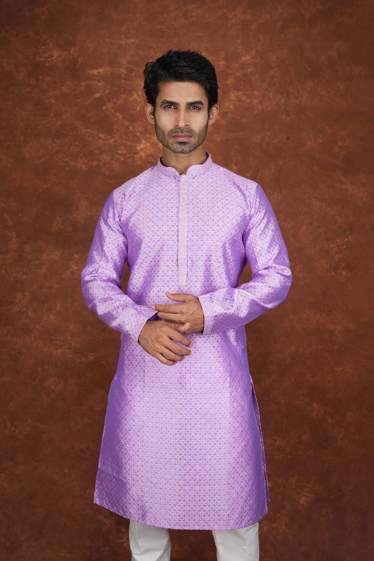Men’s Premium Ethnic Kurta Set | Stylish Wedding & Festive Wear Kurta Pajama 3136 Purple