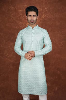 Men’s Premium Embroidered Kurta Pajama Set | Ethnic Wedding & Festive Wear for Men 2104 Moss Green