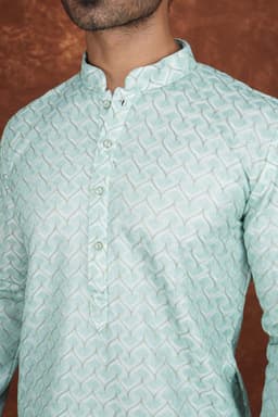 Men’s Premium Embroidered Kurta Pajama Set | Ethnic Wedding & Festive Wear for Men 2104 Moss Green