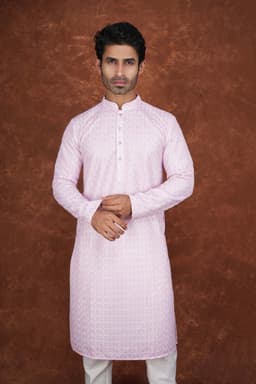 Men’s Premium Embroidered Kurta Pajama Set | Ethnic Wedding & Festive Wear for Men 2104 Dark Pink