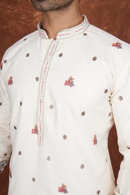 Men’s Premium Ethnic Kurta Set | Stylish Wedding & Festive Wear Kurta Pajama 3144 Cream