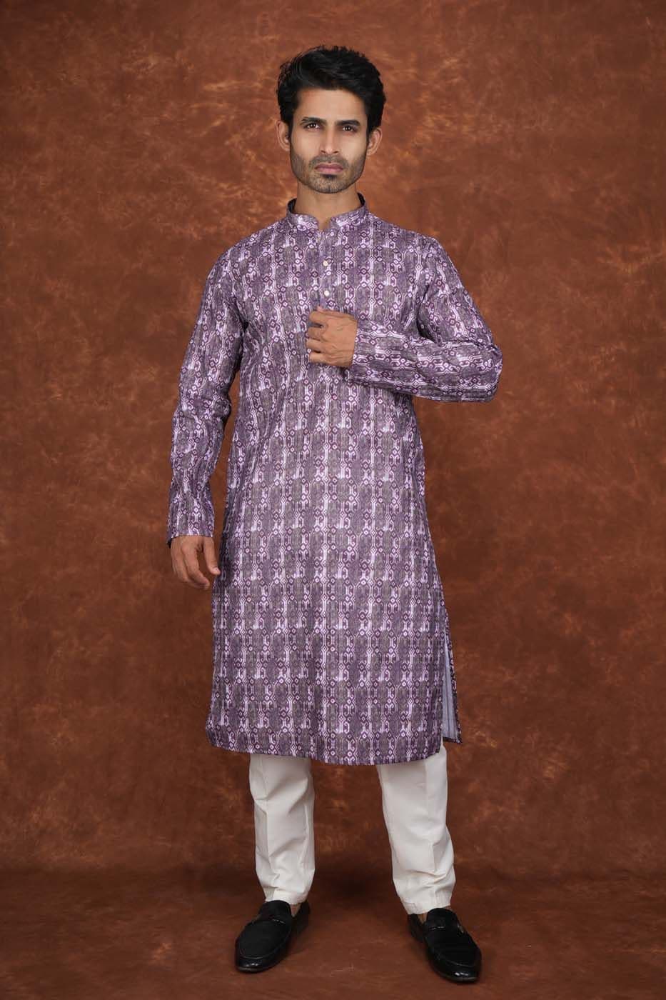 Men’s Premium Ethnic Kurta Set | Stylish Wedding & Festive Wear Kurta Pajama 3145 Purple