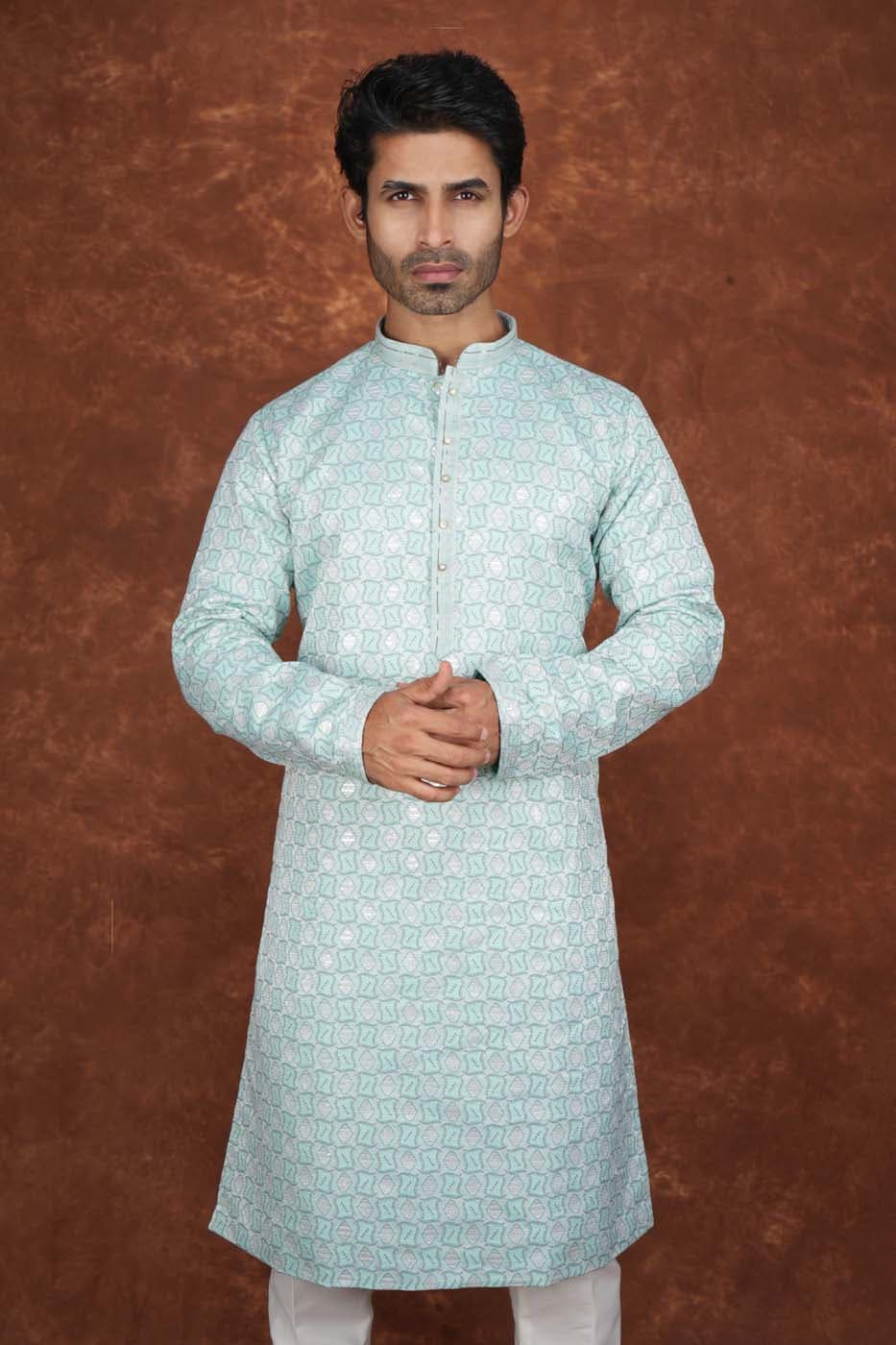 Men’s Premium Ethnic Kurta Set | Stylish Wedding & Festive Wear Kurta Pajama 3143 Green