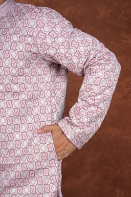 Men’s Premium Ethnic Kurta Set | Stylish Wedding & Festive Wear Kurta Pajama 3143 Pink