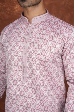 Men’s Premium Ethnic Kurta Set | Stylish Wedding & Festive Wear Kurta Pajama 3143 Pink