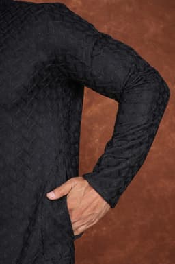 Men’s Premium Embroidered Kurta Pajama Set | Ethnic Wedding & Festive Wear for Men 2104 Black