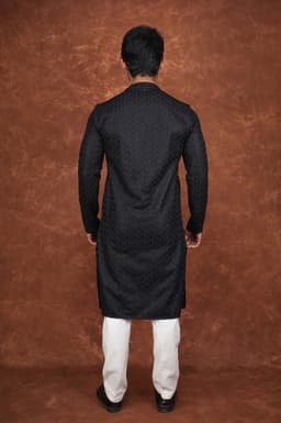 Men’s Premium Embroidered Kurta Pajama Set | Ethnic Wedding & Festive Wear for Men 2104 Black