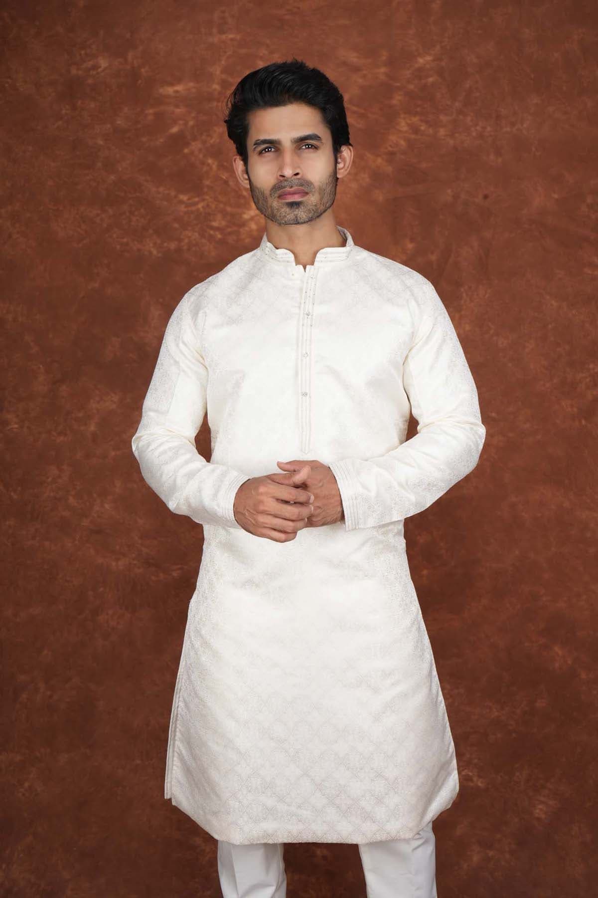 Men’s Premium Ethnic Kurta Set | Stylish Wedding & Festive Wear Kurta Pajama 3137 Cream