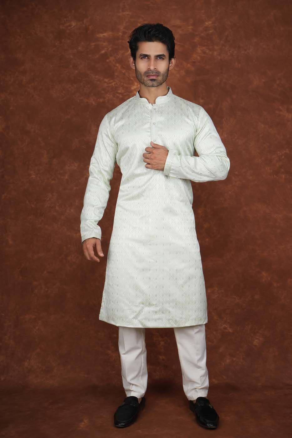 Men’s Premium Ethnic Kurta Set | Stylish Wedding & Festive Wear Kurta Pajama 3133 Green