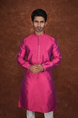 Men’s Premium Ethnic Kurta Set | Stylish Wedding & Festive Wear Kurta Pajama 3136 Pink