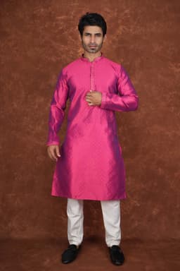 Men’s Premium Ethnic Kurta Set | Stylish Wedding & Festive Wear Kurta Pajama 3136 Pink