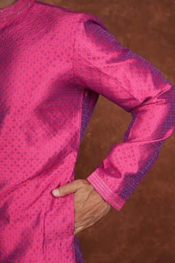 Men’s Premium Ethnic Kurta Set | Stylish Wedding & Festive Wear Kurta Pajama 3136 Pink