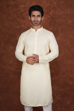 Men’s Premium Embroidered Kurta Pajama Set | Ethnic Wedding & Festive Wear for Men 2104 Butter Yellow