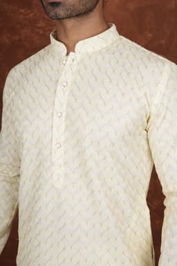 Men’s Premium Embroidered Kurta Pajama Set | Ethnic Wedding & Festive Wear for Men 2104 Butter Yellow