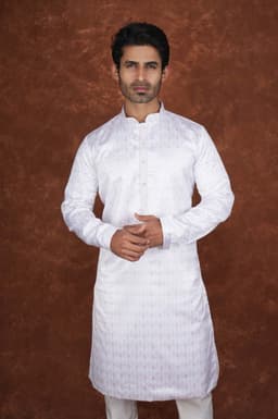 Men’s Premium Ethnic Kurta Set | Stylish Wedding & Festive Wear Kurta Pajama 3133 White