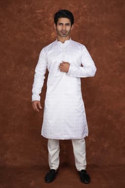 Men’s Premium Ethnic Kurta Set | Stylish Wedding & Festive Wear Kurta Pajama 3133 White