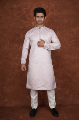 Men’s Premium Ethnic Kurta Set | Stylish Wedding & Festive Wear Kurta Pajama 3142 Pink