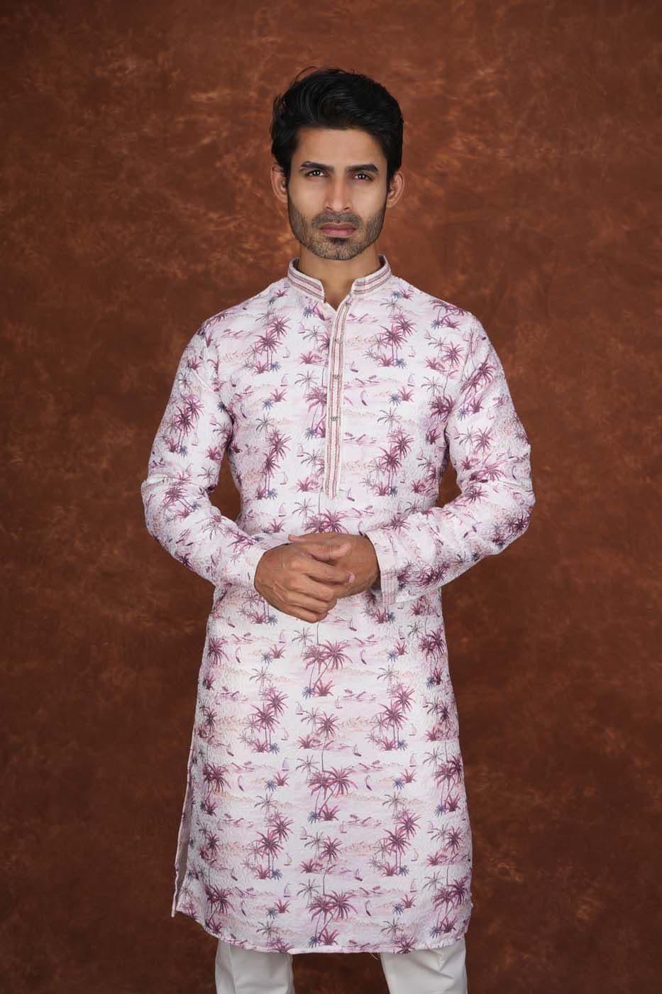 Men’s Premium Ethnic Kurta Set | Stylish Wedding & Festive Wear Kurta Pajama 3140 Pink