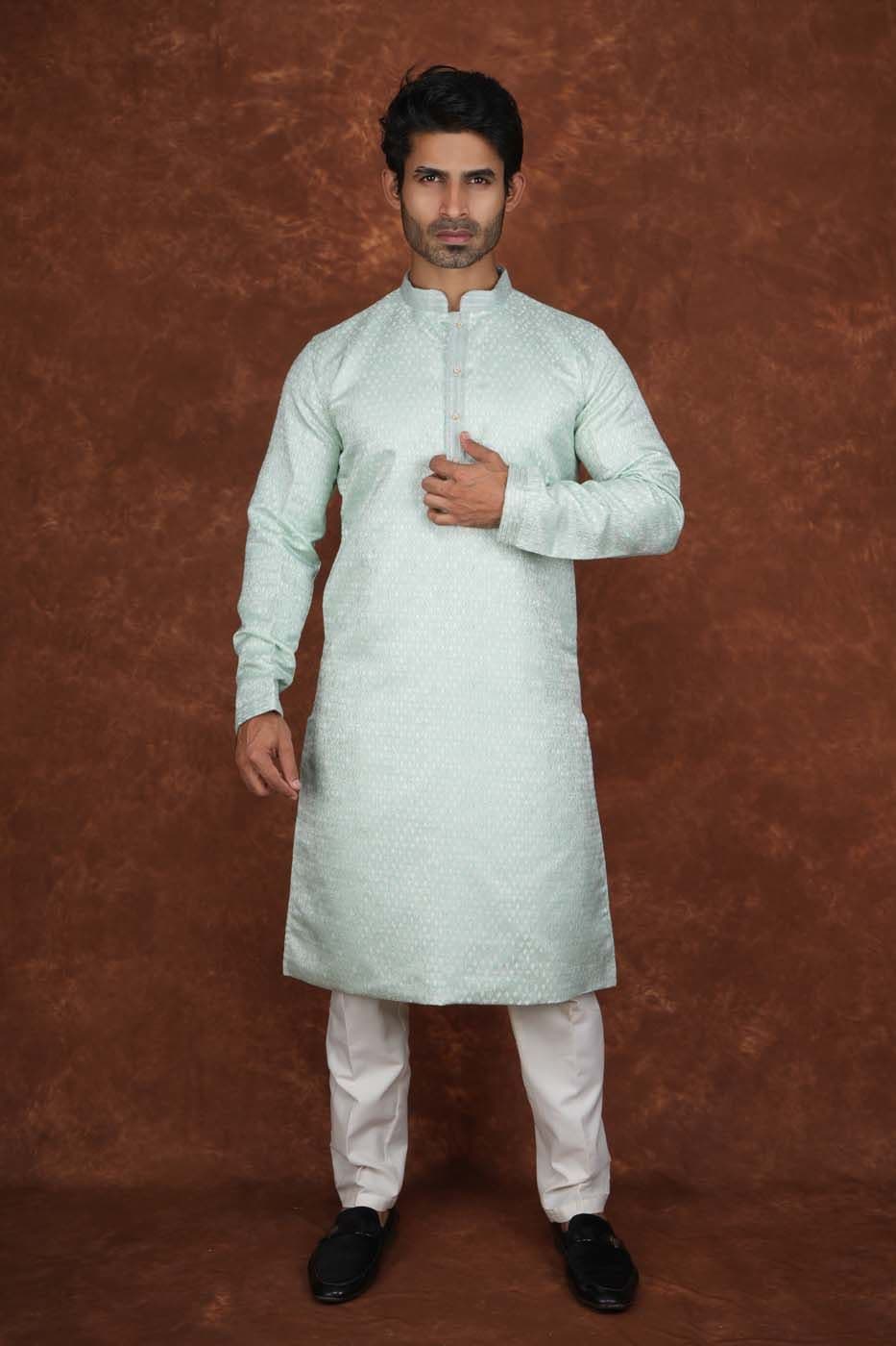 Men’s Premium Ethnic Kurta Set | Stylish Wedding & Festive Wear Kurta Pajama 3142 Green