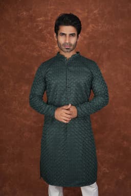 Men’s Premium Embroidered Kurta Pajama Set | Ethnic Wedding & Festive Wear for Men 2104 Royal Green