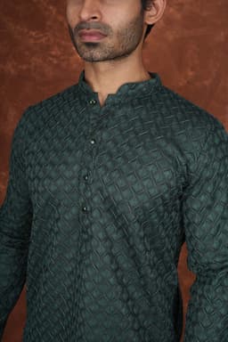Men’s Premium Embroidered Kurta Pajama Set | Ethnic Wedding & Festive Wear for Men 2104 Royal Green