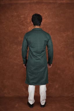 Men’s Premium Embroidered Kurta Pajama Set | Ethnic Wedding & Festive Wear for Men 2104 Royal Green