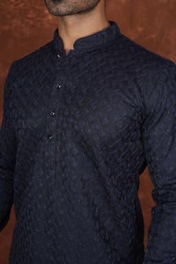 Men’s Premium Embroidered Kurta Pajama Set | Ethnic Wedding & Festive Wear for Men 2104 Navy Blue