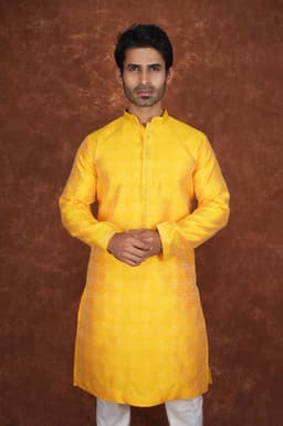 Men’s Premium Ethnic Kurta Set | Stylish Wedding & Festive Wear Kurta Pajama 3130 Yellow