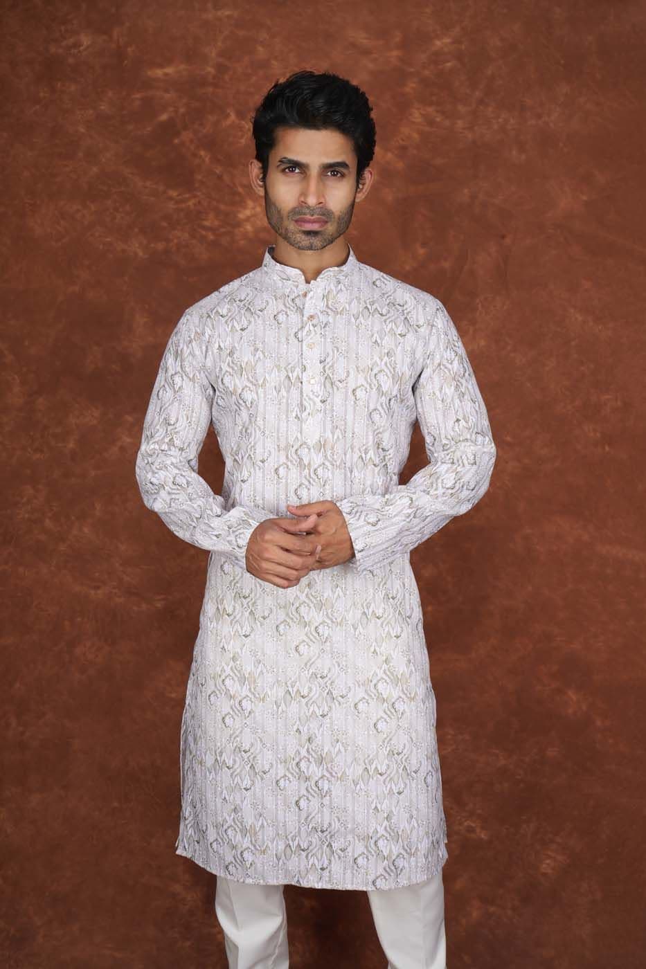 Men’s Premium Ethnic Kurta Set | Stylish Wedding & Festive Wear Kurta Pajama 3145 Light Green