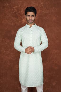 Men’s Premium Embroidered Kurta Pajama Set | Ethnic Wedding & Festive Wear for Men 2104 Pista Green