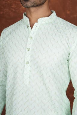 Men’s Premium Embroidered Kurta Pajama Set | Ethnic Wedding & Festive Wear for Men 2104 Pista Green
