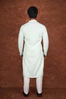 Men’s Premium Embroidered Kurta Pajama Set | Ethnic Wedding & Festive Wear for Men 2104 Pista Green