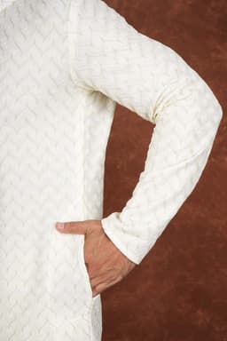 Men’s Premium Embroidered Kurta Pajama Set | Ethnic Wedding & Festive Wear for Men 2104 Off White