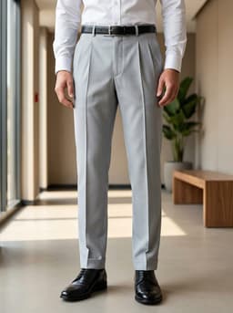 Men’s Linen Cotton Dress Pants – Elegant Full Length Formal Trousers Light Grey