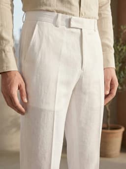 Men’s Linen Cotton Dress Pants – Elegant Full Length Formal Trousers White